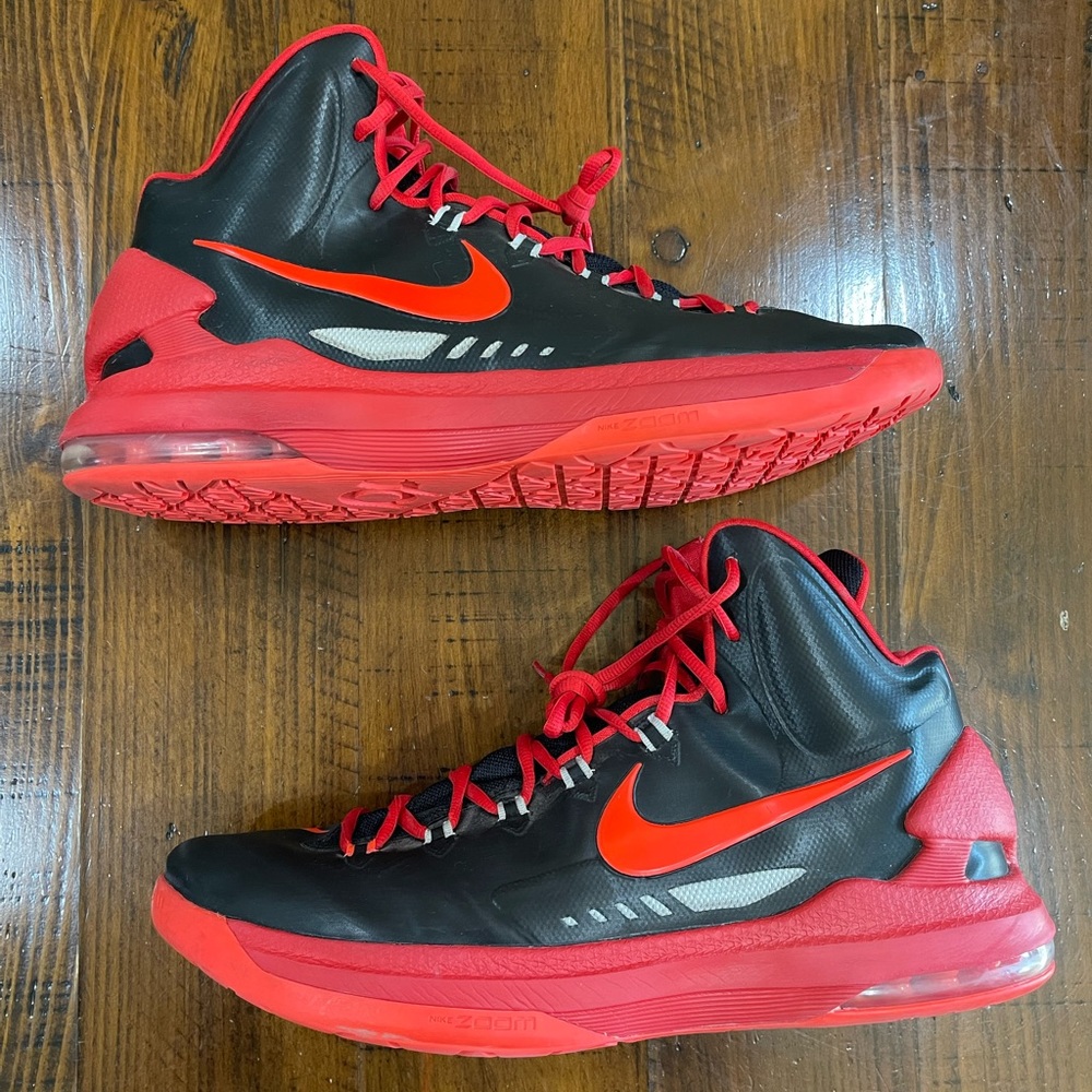 Nike Air Zoom Kevin Durant KD V 5 Black Crimson Red Gray Sz 14 554988-005
